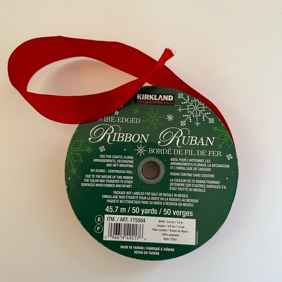 Red Ribbon Wire Edged Ribbon Red Satin Christmas Ribbon - Picture 7 of 9